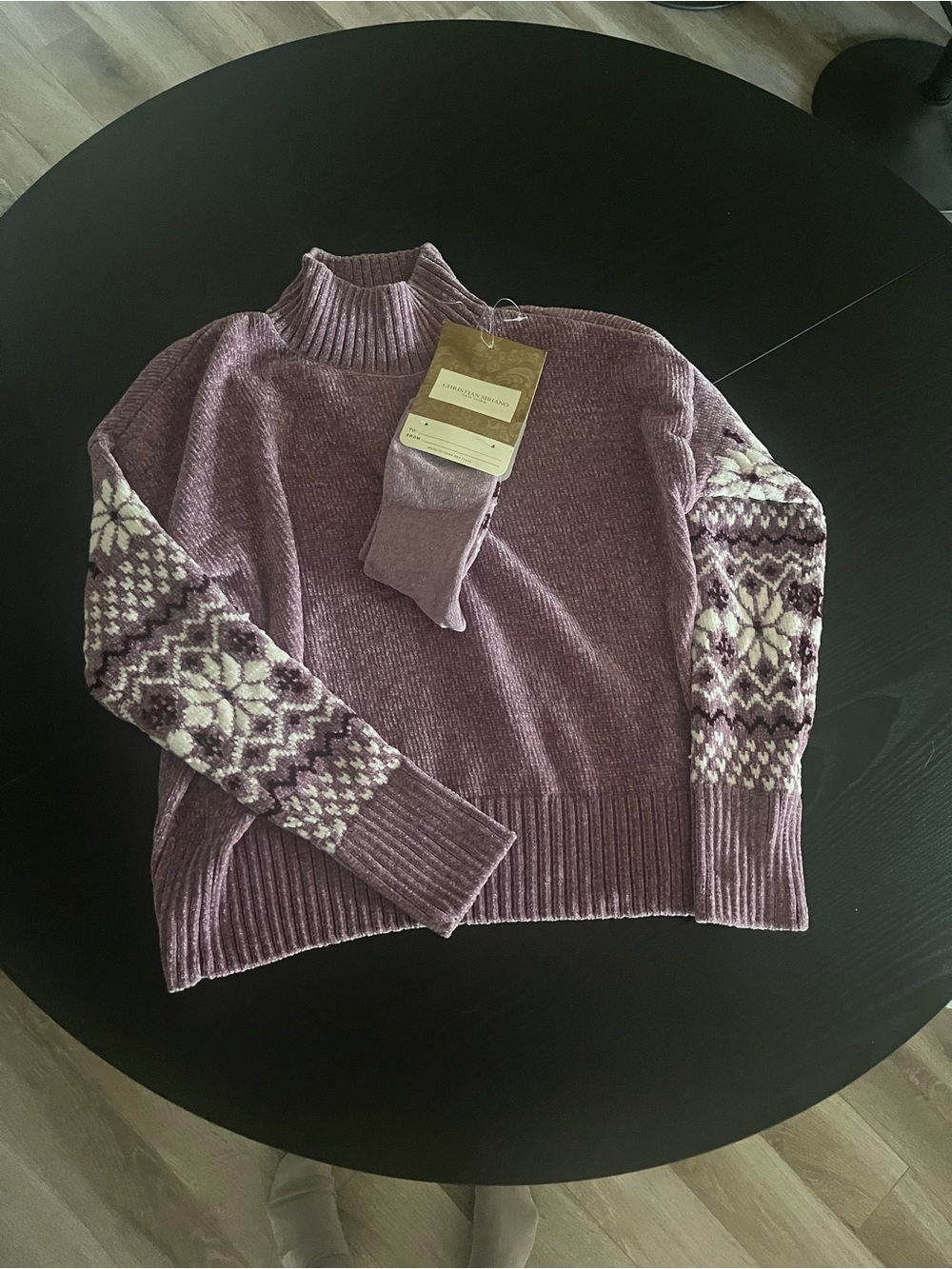Christian Siriano Lavender Fair Isle Turtleneck Sweater